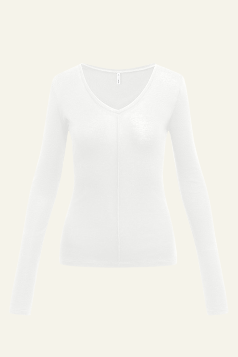 Women's V-Neck Tencel-Wool Stretch Relaxed-Fit T-Shirt