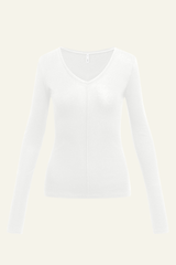 Women's V-Neck Tencel-Wool Stretch Relaxed-Fit T-Shirt