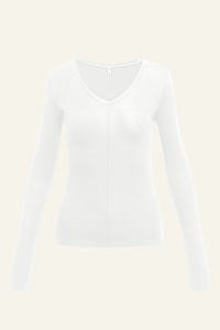 Women's V-Neck Tencel-Wool Stretch Relaxed-Fit T-Shirt