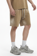 Men's Splatter Wash Distressed Elastic Shorts - Multicolor