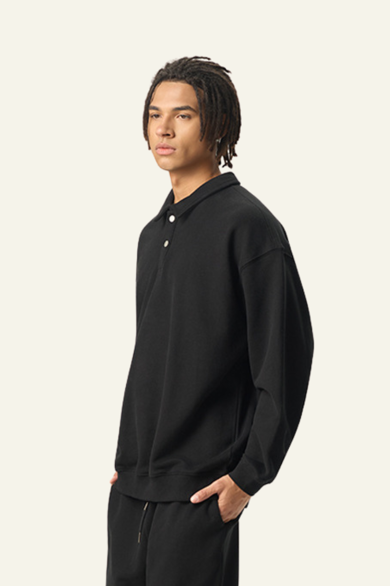 Men's Streetwear Polo Collar Relaxed Sweatshirts