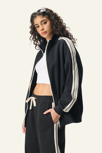 Women's  Streetwear Striped Full Zipperl Athletic Jacket.