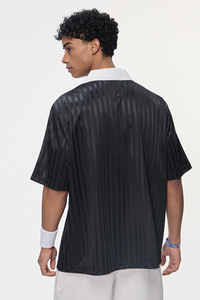 Men's Polyester Loose Fit V-Neck Patch Stripe Tee
