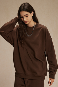 Women's Streetwear Relaxed Drop-Shoulder Solid Pullover