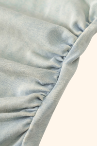 Women's Spring Summer 235g Washed Crewneck Ruched Tank