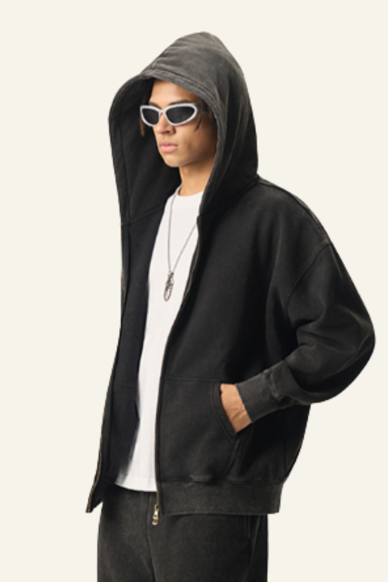 Men's Streetwear Fleece-Lined Hooded Jacket