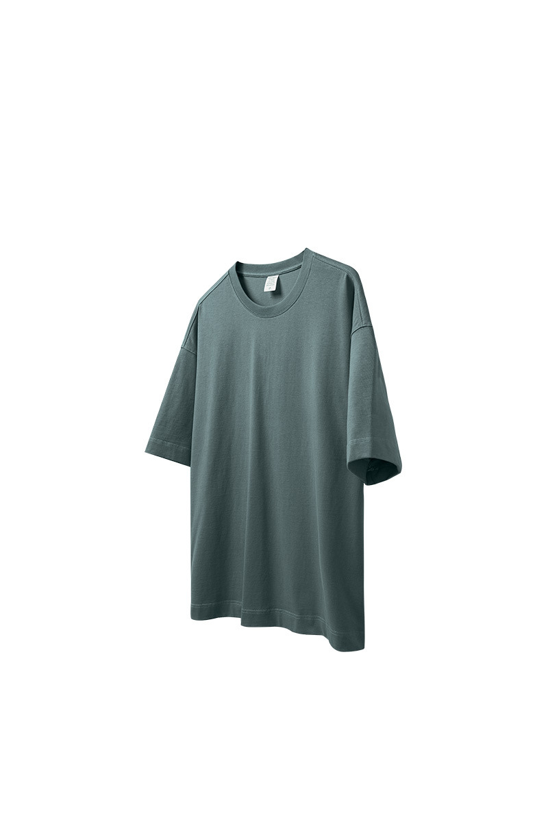 Unisex Spring Summer 265g Cotton Solid Crewneck Couple Tee
