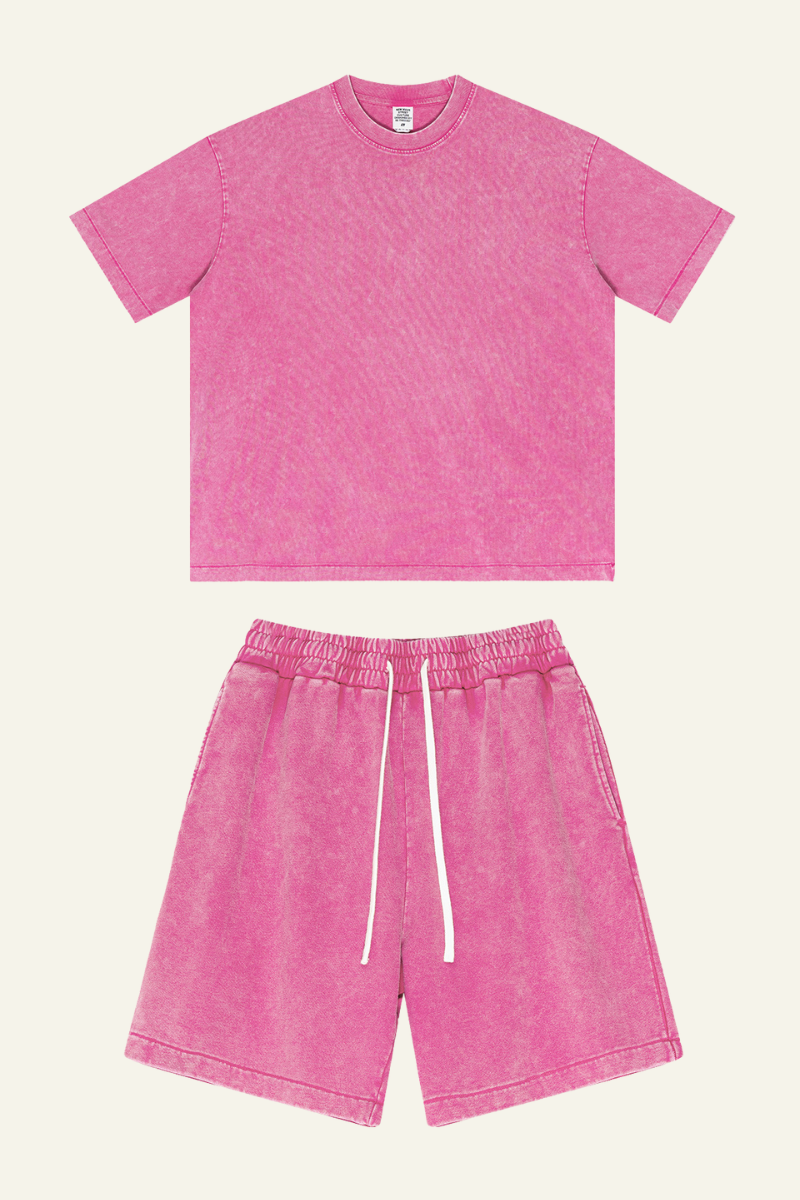 Women's Cotton Dopamine Set: T-shirt & Athletic Wear Short