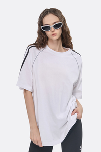 Women's Cotton Streetwear Color-blocked Patchwork T-shirt