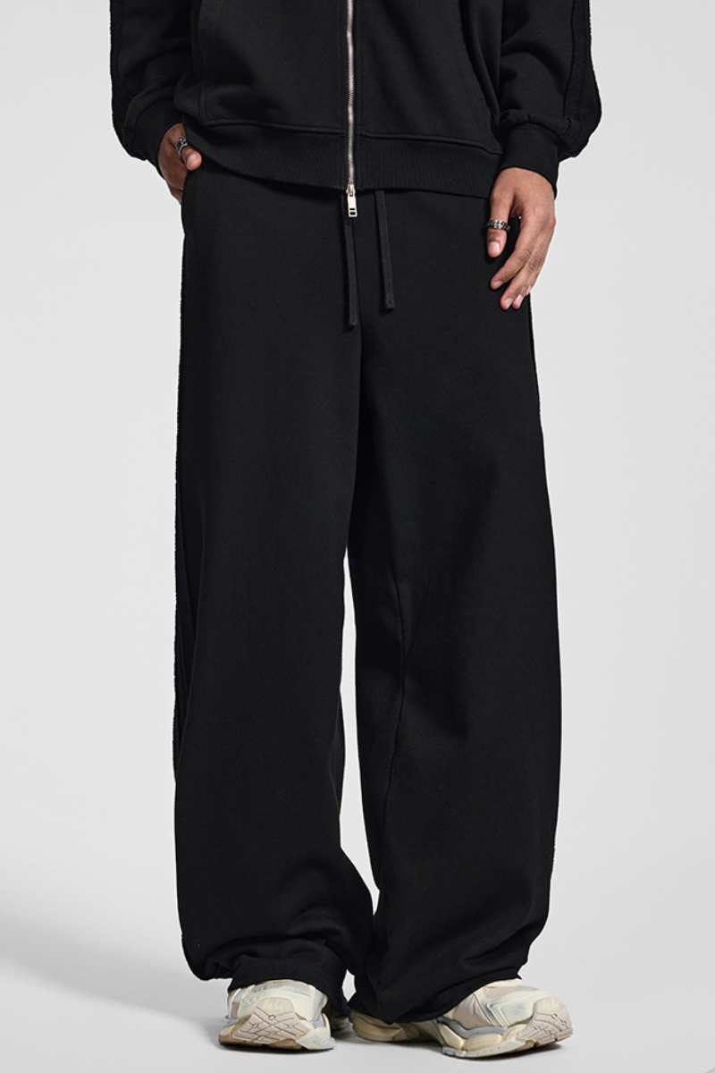 Men's Fall 450g Knit Raw Edge Washed Straight Pants
