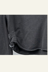 Women's Washed Loose Edged Pleated V-Neck Cotton Hoodie