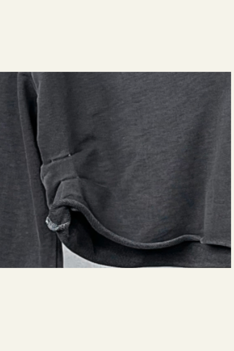 Women's Washed Loose Edged Pleated V-Neck Cotton Hoodie