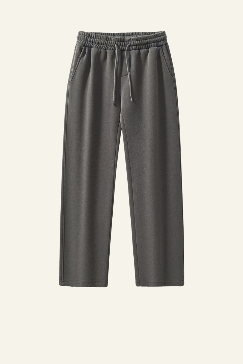 Men's Heavyweight Washed Fleece-lined  Straight-leg Pants.