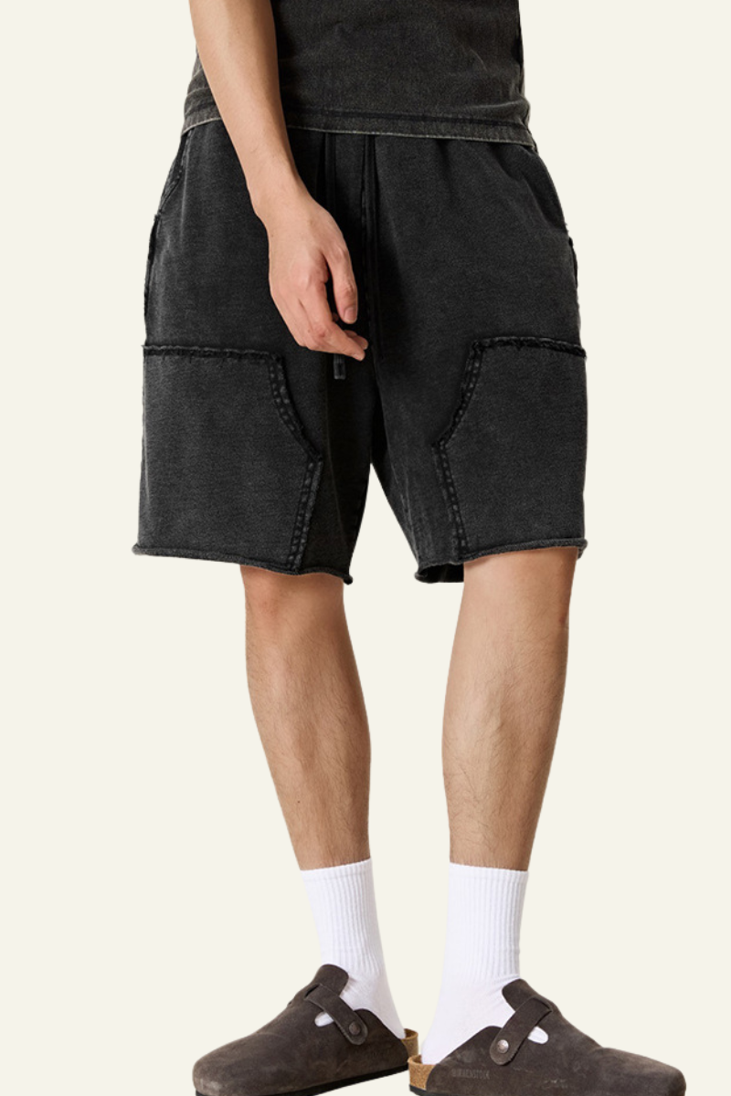 Men's Cotton Streetwear Vintage Tie-Dye Patchwork Shorts