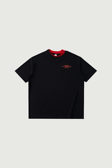Men's Colorblock Double Collar Letter Print Oversized Tee