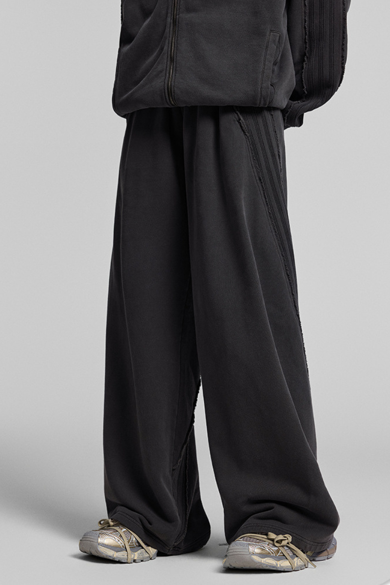 Men's Fall Winter Cotton Webbing Washed Loose Straight Pants