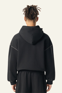 Men's Streetwear Contrast Stitch Hooded Jacket