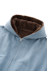Men's Short-length Plush-lined Full-zipper Jacket.