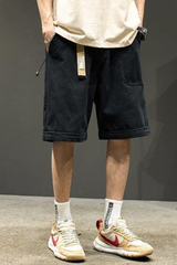 Men's Summer Cotton Loose Straight Webbing Cargo Shorts