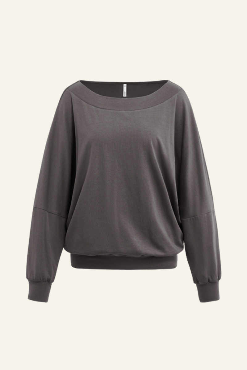 Women's Tencel Asymmetric Off-Shoulder Long Sleves Top