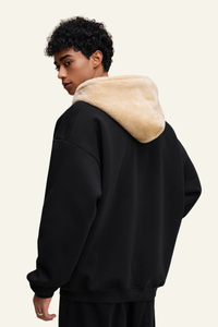 Men's Streetwear Brand Fleece-Lined Hooded Jacket