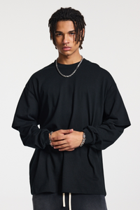 Men's Spring Summer 305g Heavy Cotton Mock Layer Long Sleeve