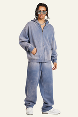 Men's Streetwear Set:Hooded Jacket And Straight-leg Pants