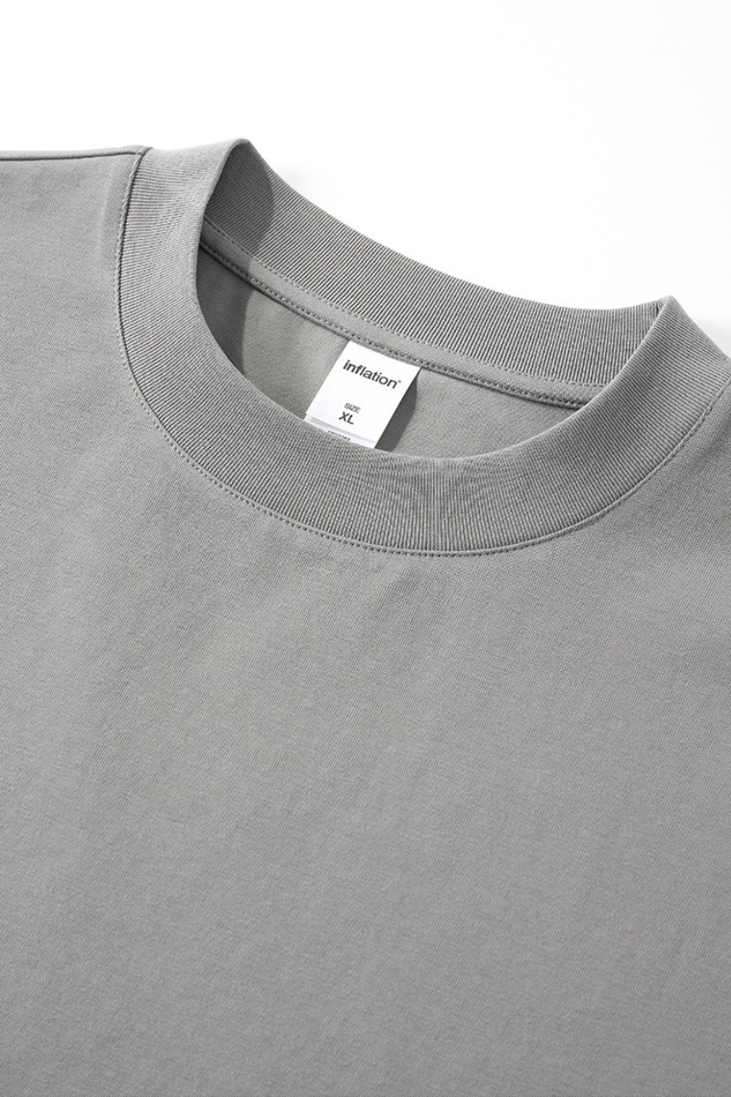 Men's Streetwear  Embroidered Raw-Edge Drop-Shoulder T-Shirt