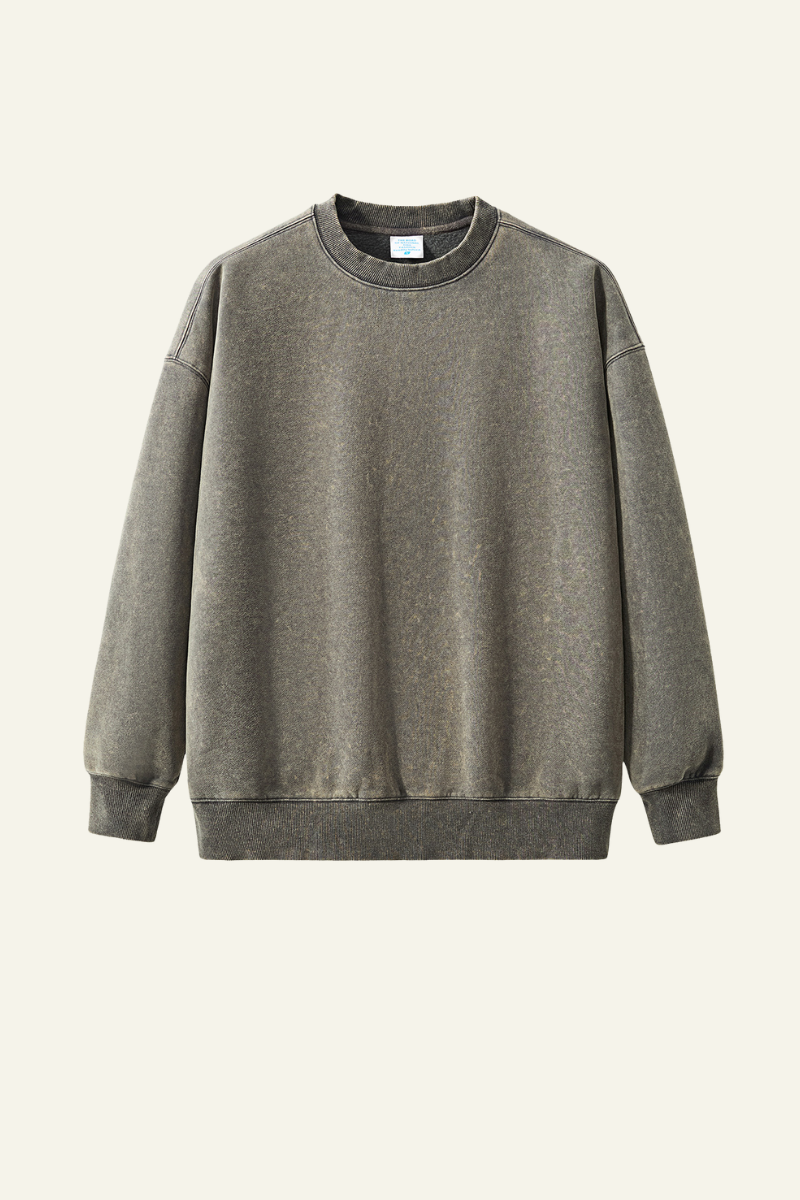 Women's  Washed Distressed Solid Pullover