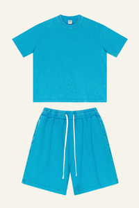 Women's Cotton Dopamine Set: T-shirt & Athletic Wear Short