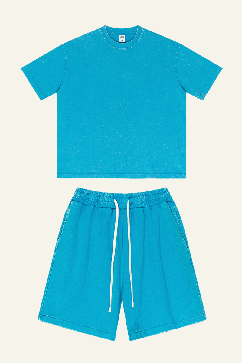 Women's Cotton Dopamine Set: T-shirt & Athletic Wear Short