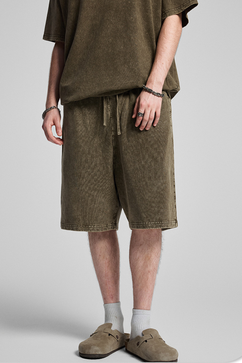 Men's Summer 320g Washed Batik Loose 9 Color Shorts