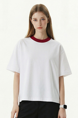 Women's 305g Cotton Colorblock Knit Boxy Crewneck Tee