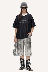 Men's Spring Summer Retro Acetate Stripe Colorblock Polo