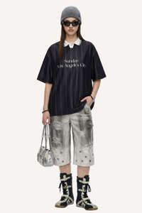 Men's Spring Summer Retro Acetate Stripe Colorblock Polo