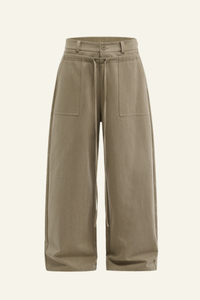 Women's Streetwear Lyocell Double-Waisted Wide Leg Pants