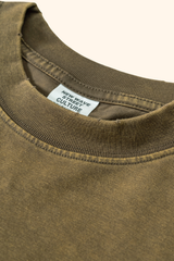 Women's Summer 230g Raw Edge Washed Crewneck Cropped Tee