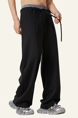Men's Streetwear Double-Waistband Straight Leg pants.