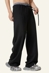 Men's Streetwear Double-Waistband Straight Leg pants.