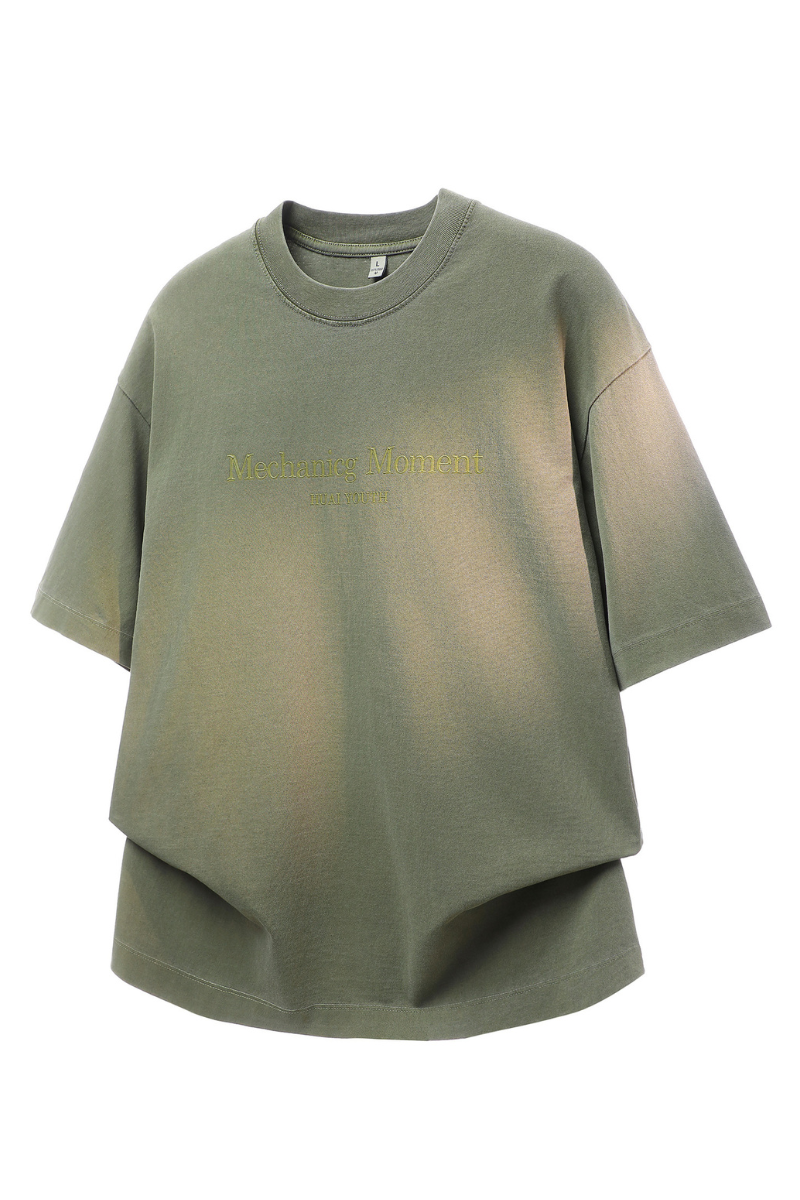 Men's Summer Cotton Washed Print Crewneck Tee