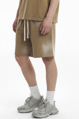 Men's Splatter Wash Distressed Elastic Shorts - Multicolor