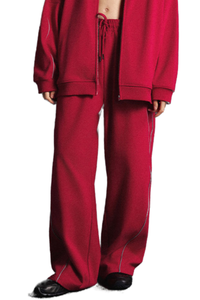 Unisex Fall 365g Reflective Stripe Loose Straight Sweatpants