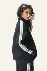 Women's  Streetwear Striped Full Zipperl Athletic Jacket.