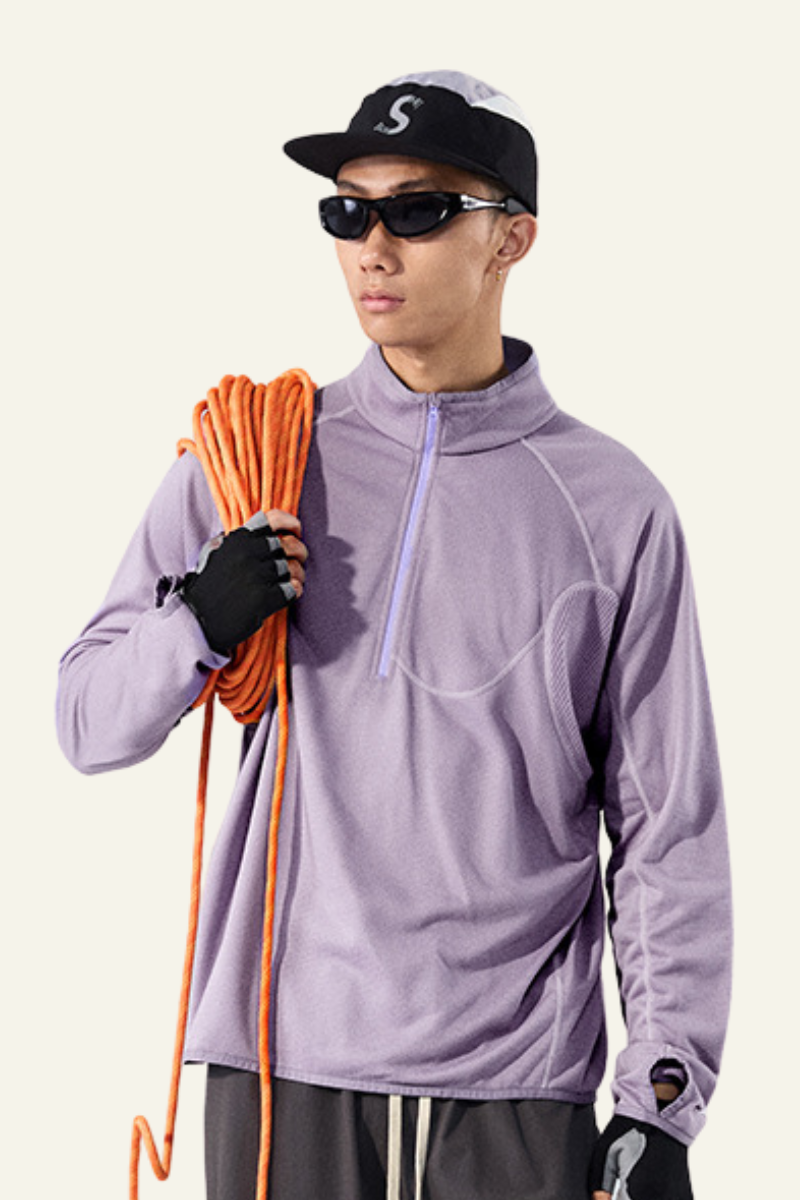 Men's Lightweught Half-zipper Stand-collar Pullover