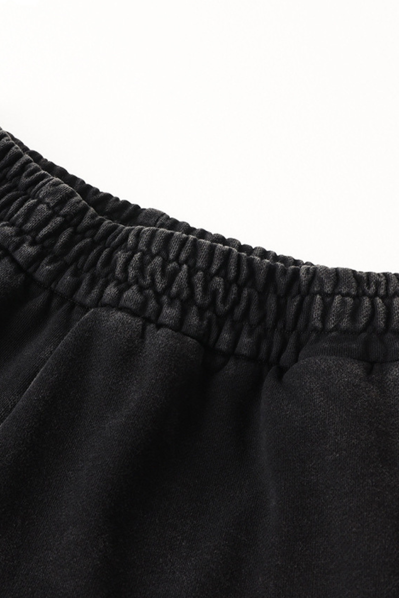 Men's Cotton Streetwear Washed Worn-Out Curved-Blade Pants