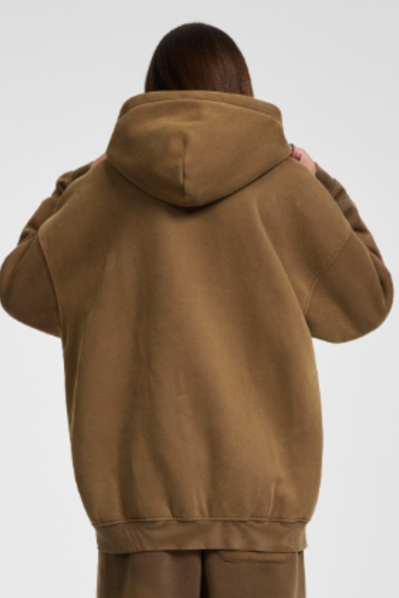 Women's Fall Winter 360g Washed Batik Fleece Loose Hoodie