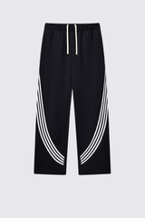Men's Color Block Elastic Drawstring Cuff Wide Leg Pants
