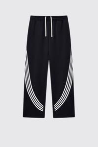 Men's Color Block Elastic Drawstring Cuff Wide Leg Pants