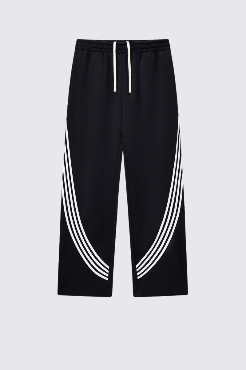 Men's Color Block Elastic Drawstring Cuff Wide Leg Pants