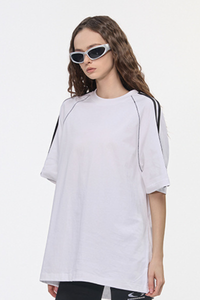 Women's Cotton Streetwear Color-blocked Patchwork T-shirt